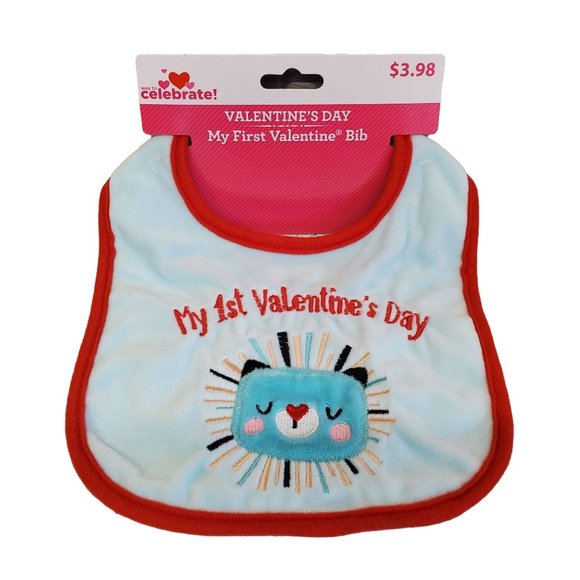 My First Valentines Day Bib Baby Bib My First Valentine Bib in Blue - Picture 6 of 6